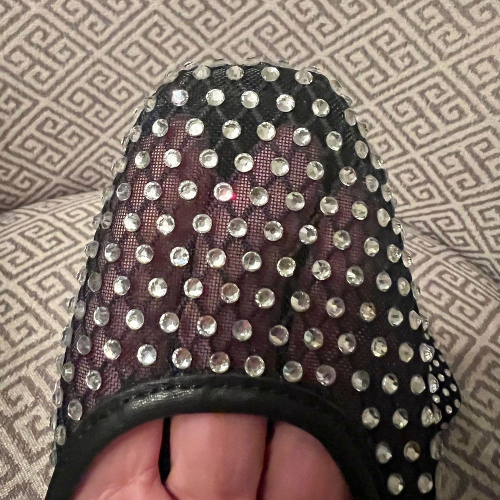 New Steve Madden Black Rhinestone Embellished Ballet Flats. Sz 6.5 M. - Picture 3 of 6